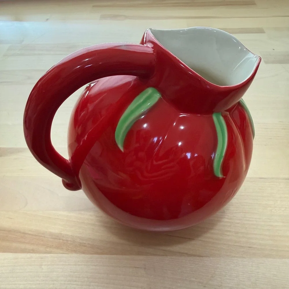 Vintage 50s The Pantry Parade Red Tomato Tilt Ball Pitcher‎ Jug